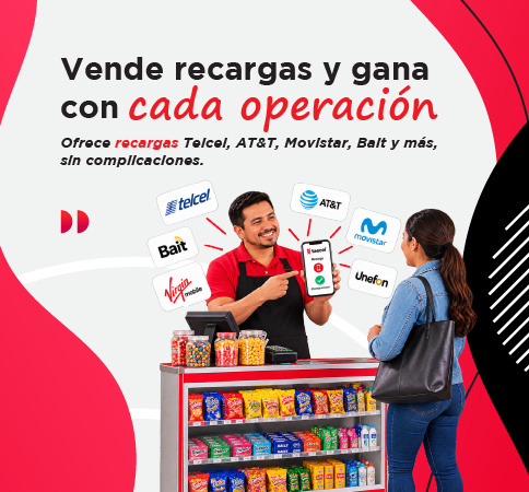 Vende recargas y gana con cada operación: recargas Telcel, AT&T, Movistar, Bait y más, sin complicaciones