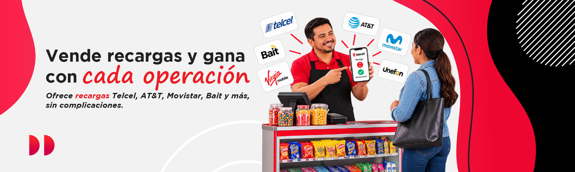 Vende recargas y gana con cada operación: recargas Telcel, AT&T, Movistar, Bait y más, sin complicaciones